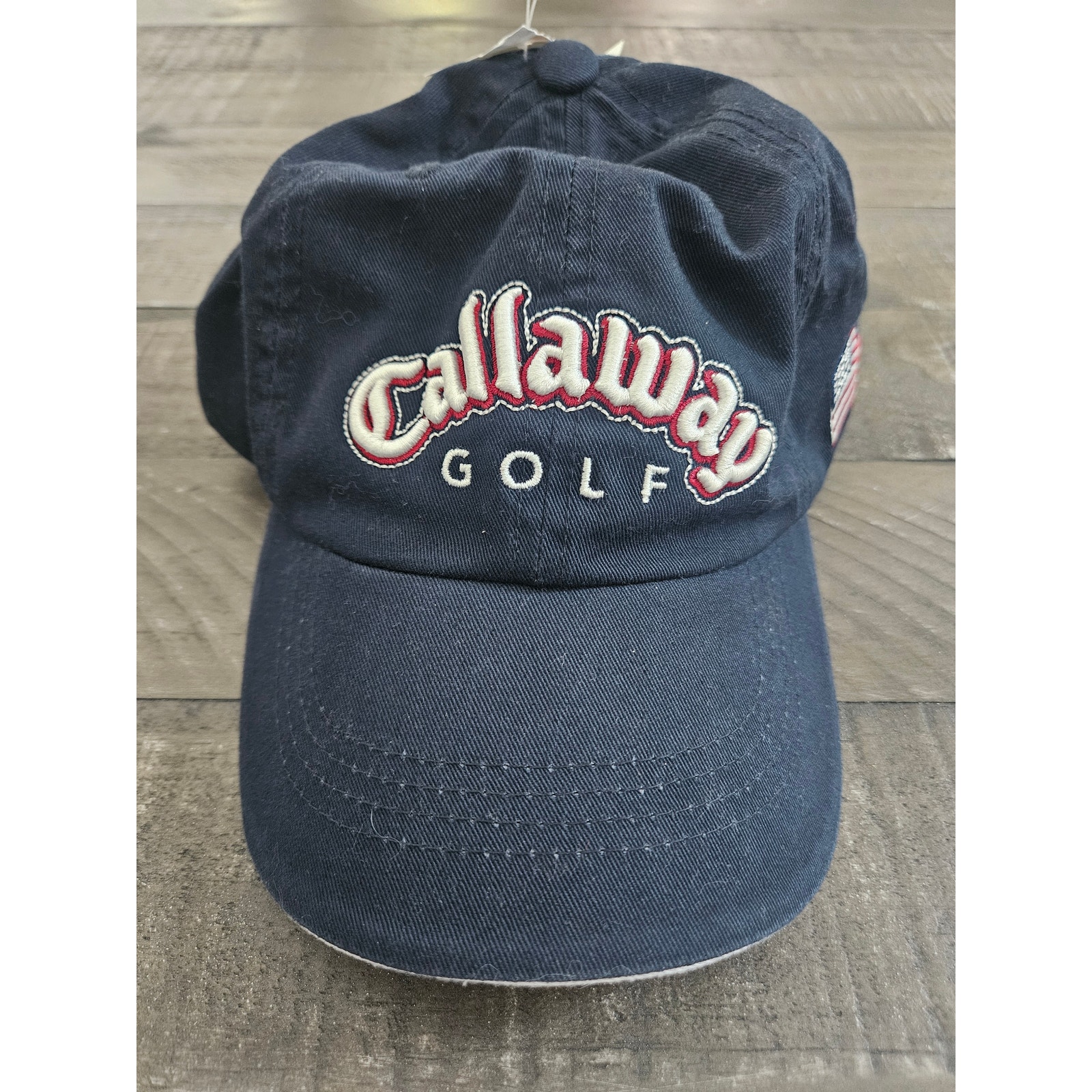 Callaway Golf Baseball Hat  Buckle Strapback Cap  Navy Blue Usa Flag Cotton